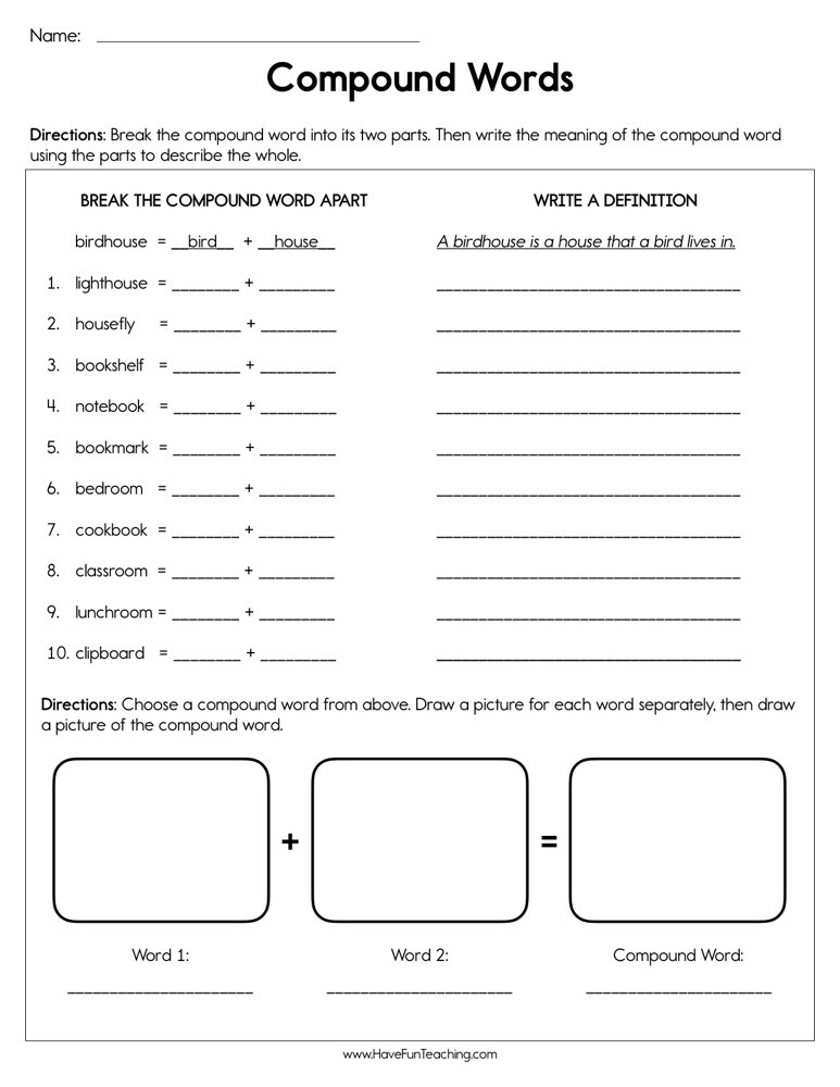 Compound Words Worksheet Have Fun Teaching