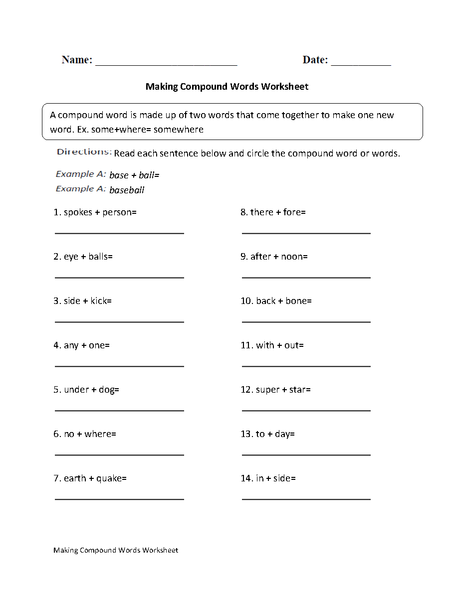 Compound Words Worksheets Grade 4 Download Worksheet
