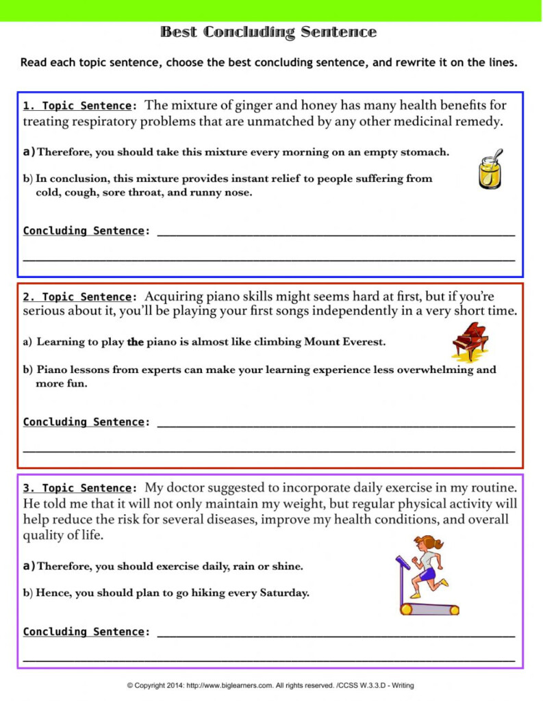 Concluding Sentences Interactive Worksheet