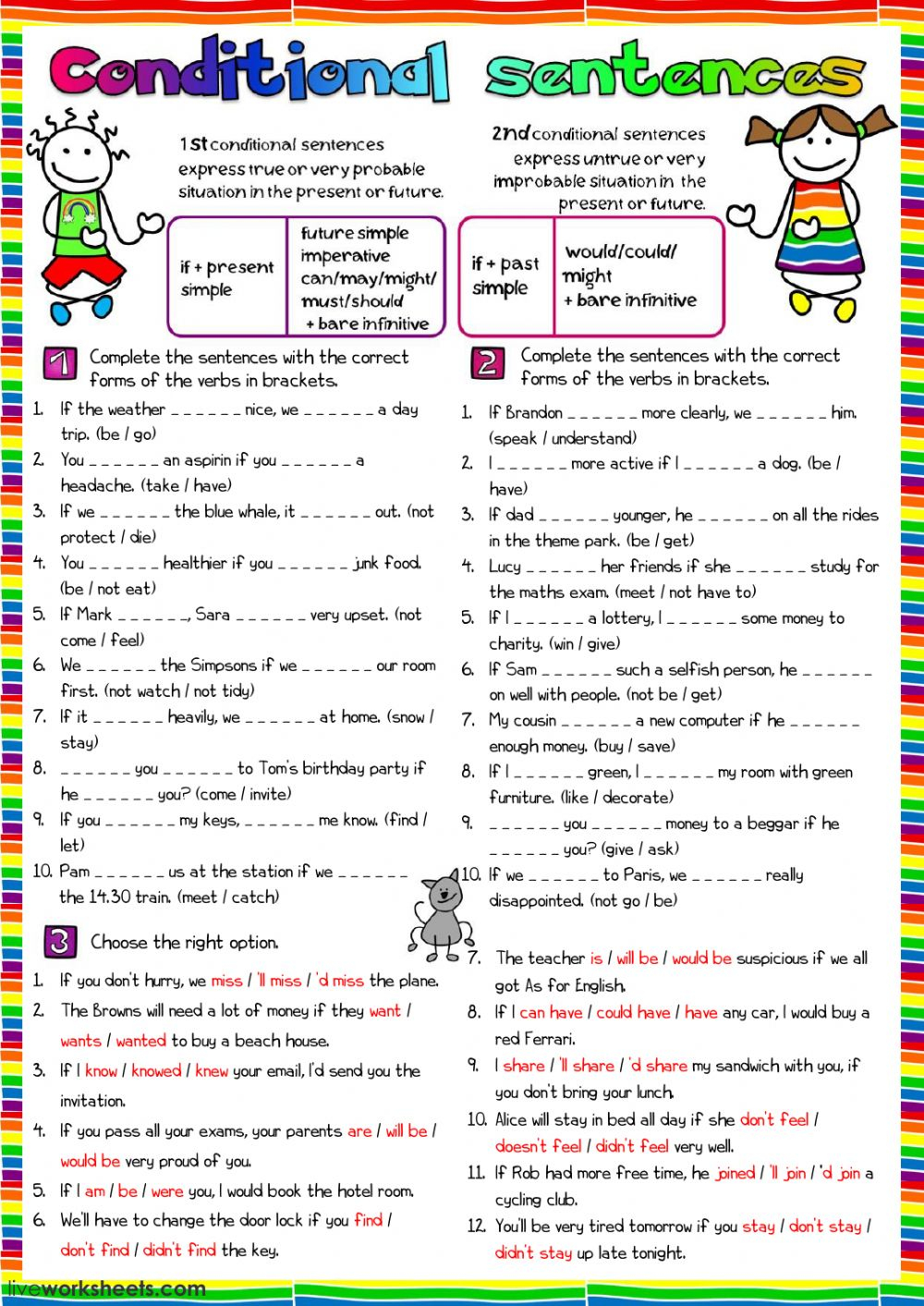 Conditional Sentences Type 1 And 2 Worksheet