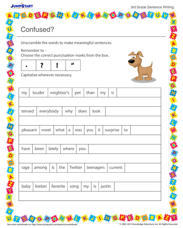 Confused Simple Sentence Writing Worksheet For Kids JumpStart