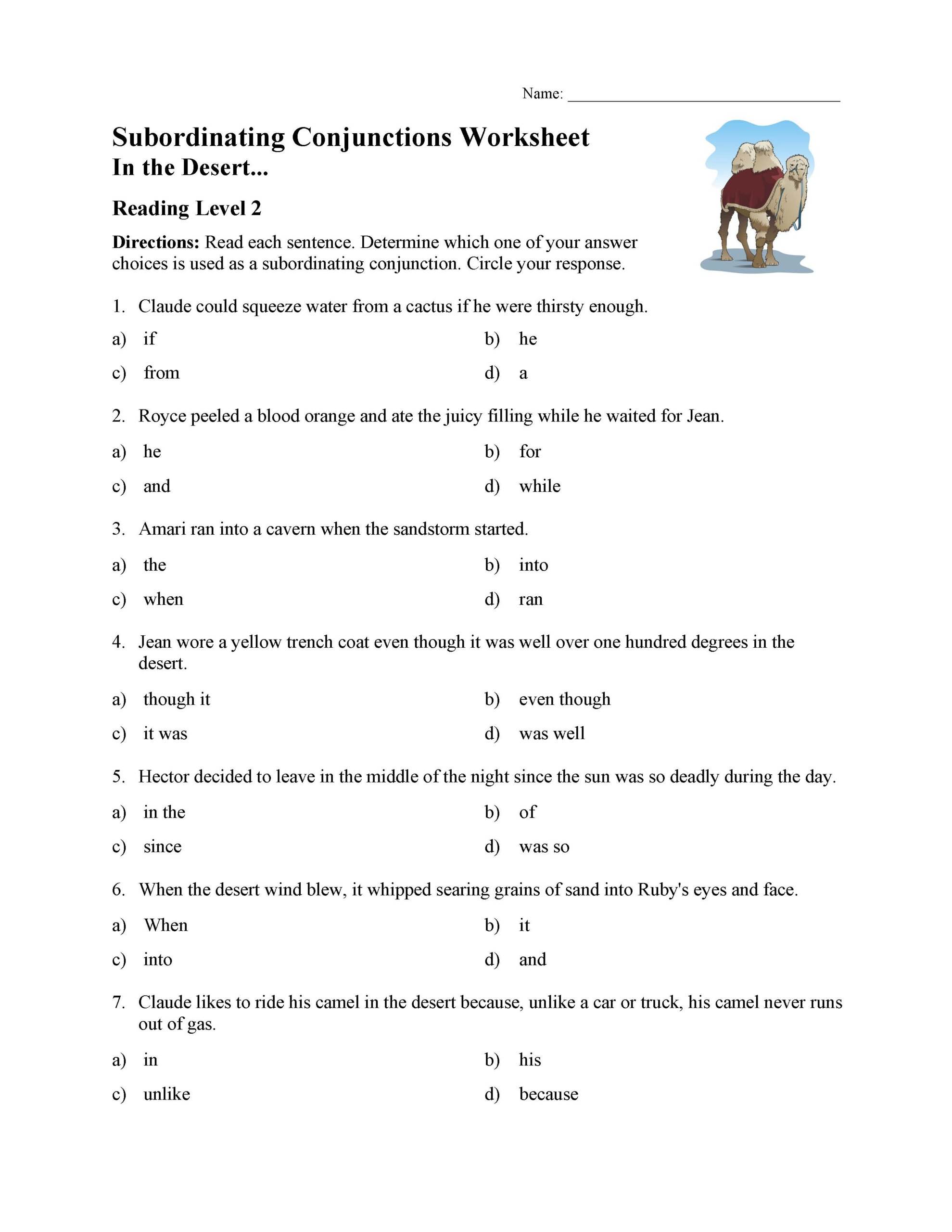 Conjunction Worksheet For Grade 2 Download Worksheet