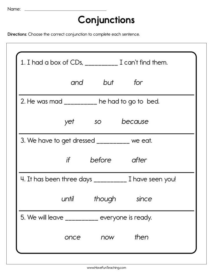 Conjunctions Worksheet Conjunctions Worksheet Teaching Conjunctions 