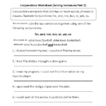 Conjunctions Worksheet Joining Sentences Part 2 Conjunctions