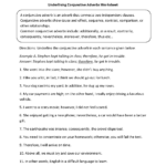 Conjunctions Worksheets Underlining Conjunctive Adverbs Worksheet