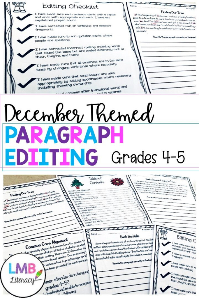 December Writing Paragraph Editing Worksheets For Grades 4 5 Teaching 