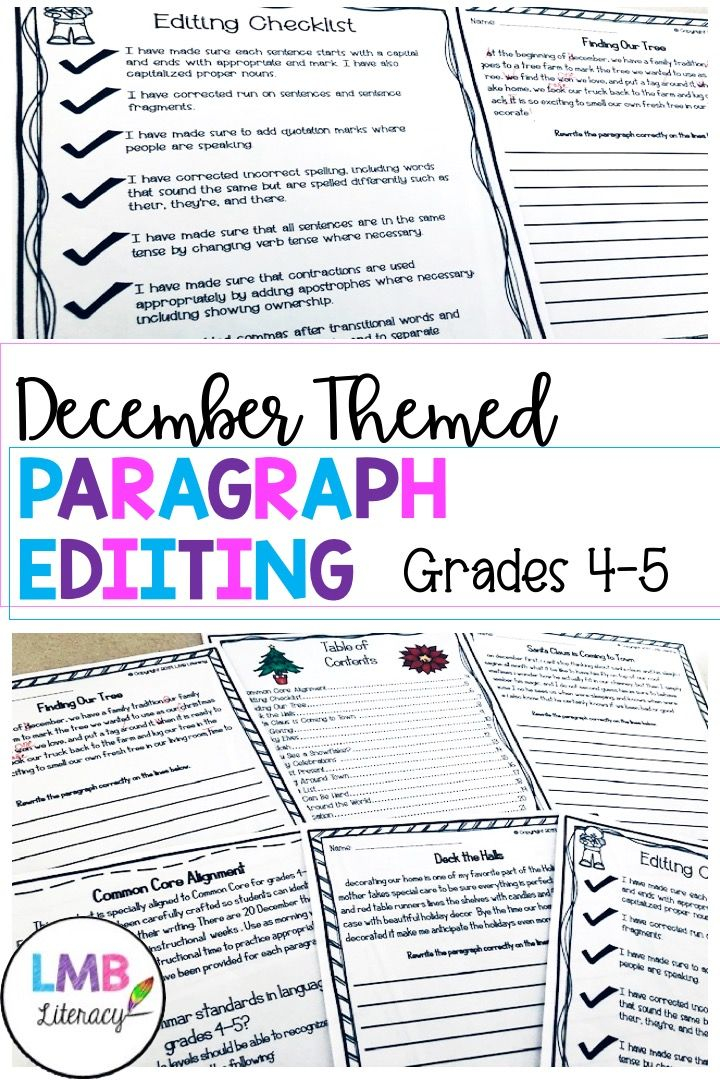 December Writing Paragraph Editing Worksheets For Grades 4 5 Teaching