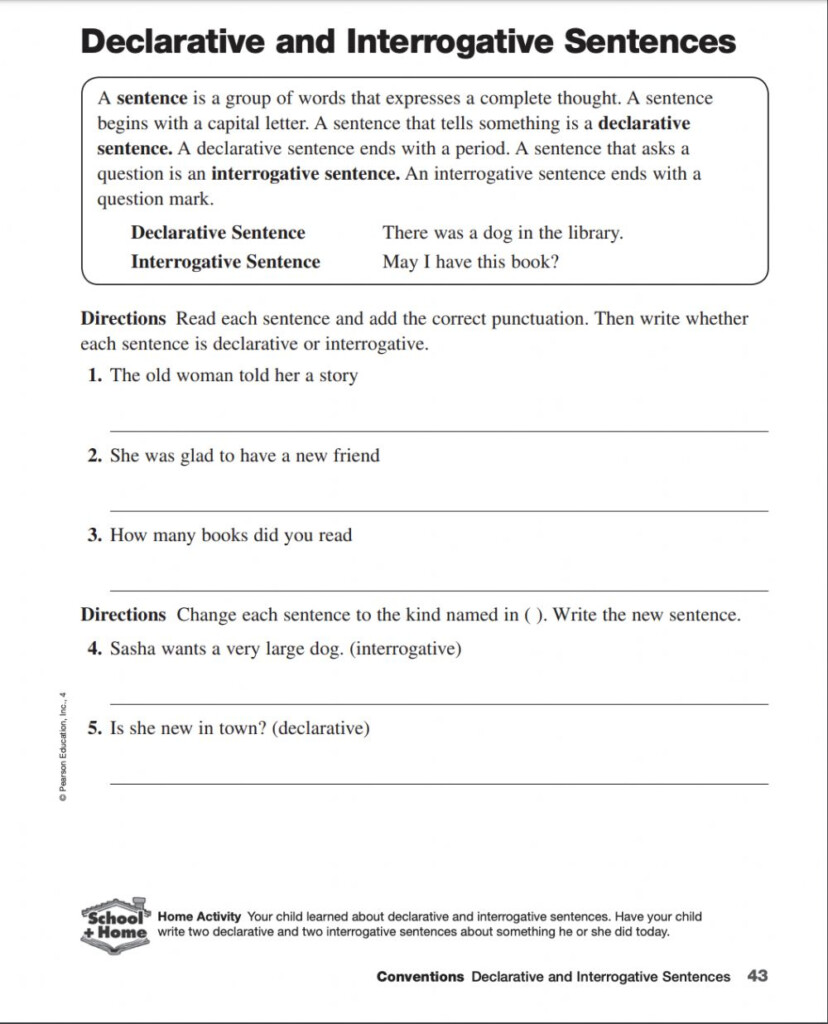 Declarative And Interrogative Sentences Exercise