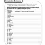 Declarative Sentences Free Printable Punctuation Worksheets
