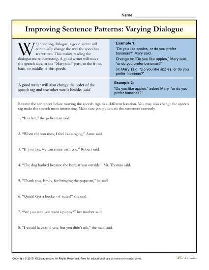 Dialogue Writing Worksheets For Grade 4 Pdf Sandra Roger s Reading 