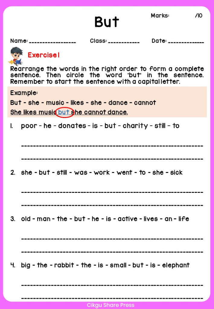 Download Sentence Connectors But Worksheet