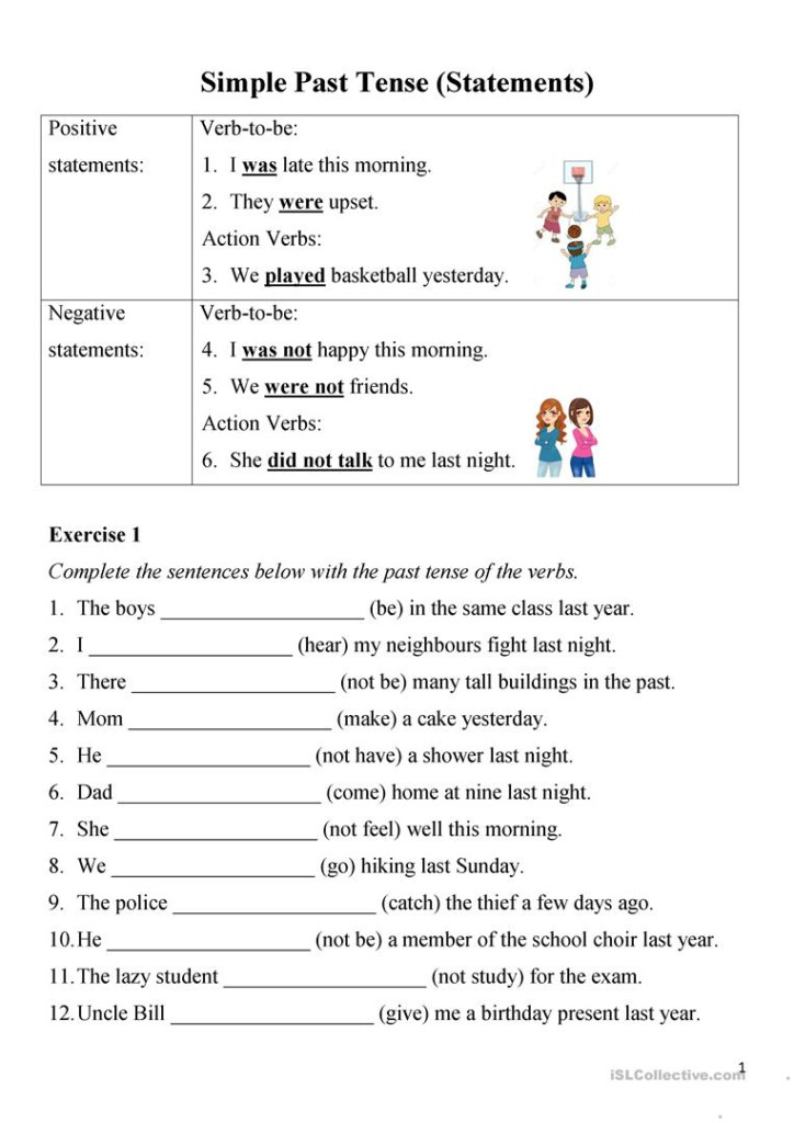 English Exercises Negative Sentences Simple Past Tense Exercise Poster