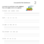 English Resource Unscramble The Sentences 2