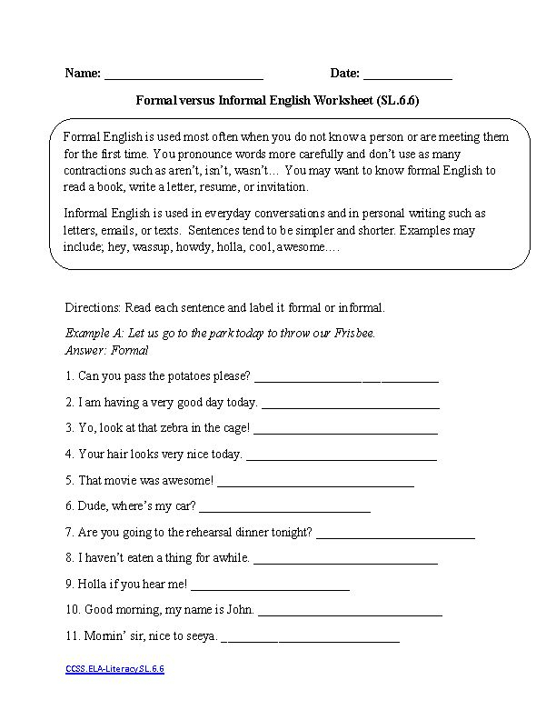 English Worksheets 6th Grade Common Core Aligned Worksheets Complex