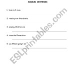 English Worksheets Grade 1 Grammar Jumbled Sentences 1