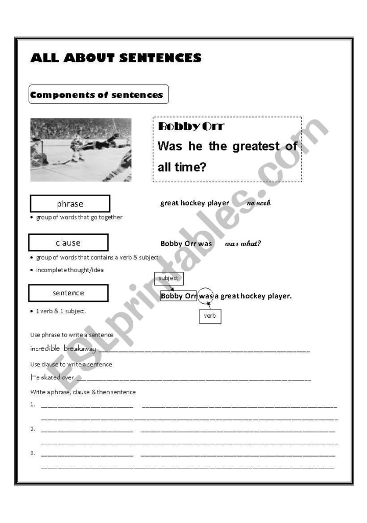 English Worksheets Sentence Structure