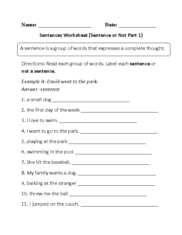 Englishlinx Sentences Worksheets Simple Sentences Worksheet