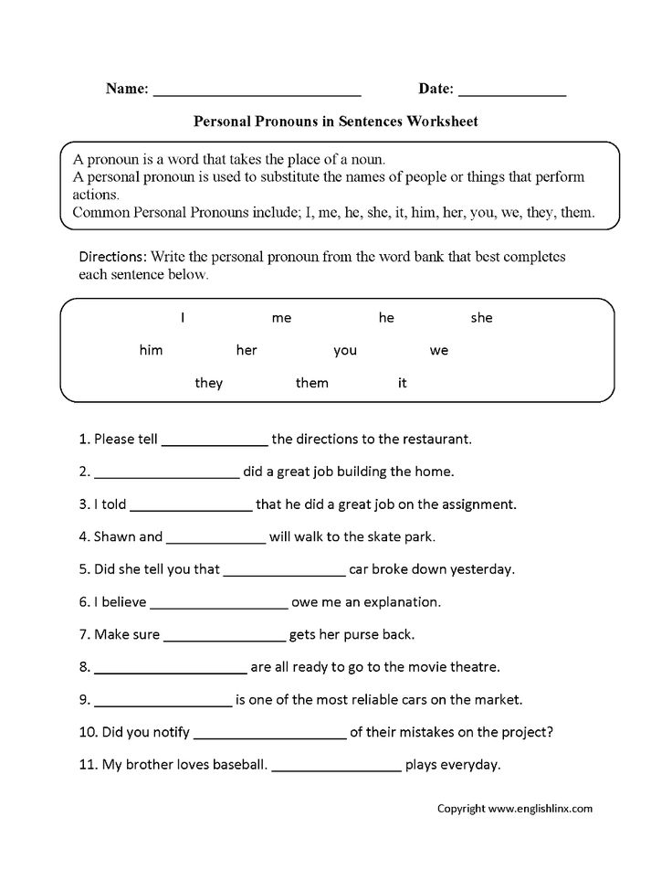 Exercise Worksheet On Pronouns For Grade 2 Google Search Pronoun 