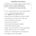 Finding Adjective Clauses Worksheet Adjectives Adjective Worksheet