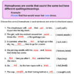 Finding Homophones In The Sentences Worksheet Turtle Diary