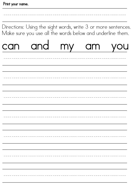 First Grade Sight Word Worksheets Sight Words Reading Writing