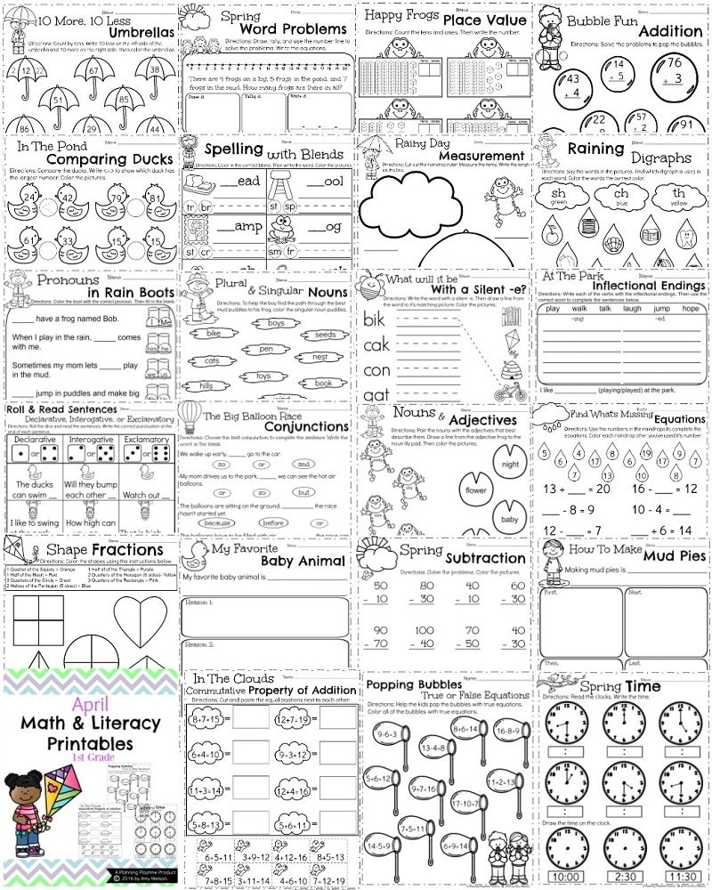 First Grade Worksheets For Spring Planning Playtime