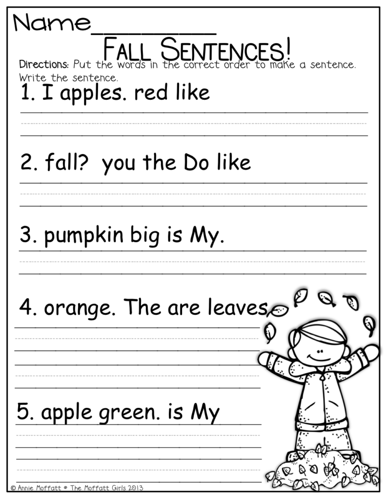 Fix Up That Fall Sentence And So Much More First Grade Writing 