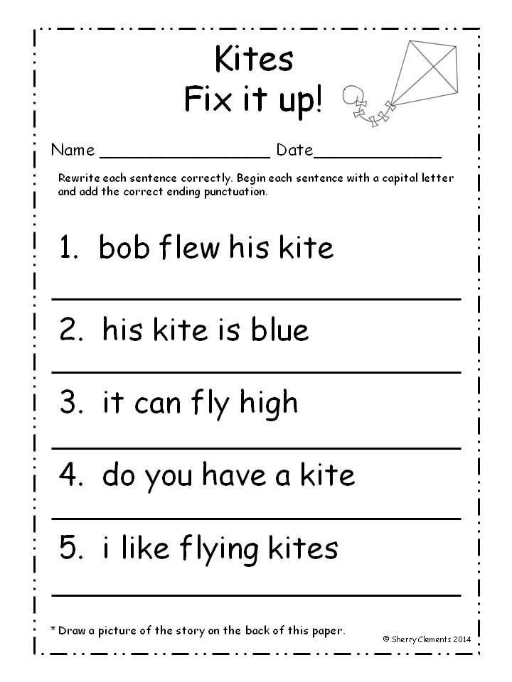 Fixing Sentences Worksheets March Fix It Up Sentences In 2020 First