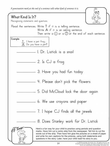 Four Types Of Sentences Worksheets 2nd Grade Best Kids Worksheets