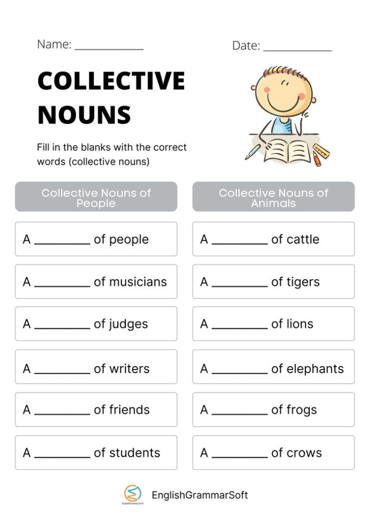 Free Printable Collective Nouns Worksheet In 2021 Collective Nouns 