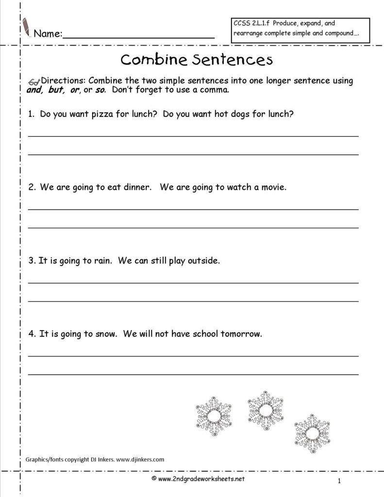 Free Printable Sentence Writing Worksheets Second Grade Sentences 