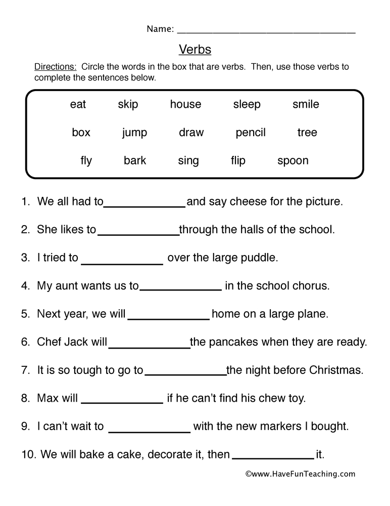 Fun And Engaging Second Grade Verb Worksheet 1 Fill Blanks For Your