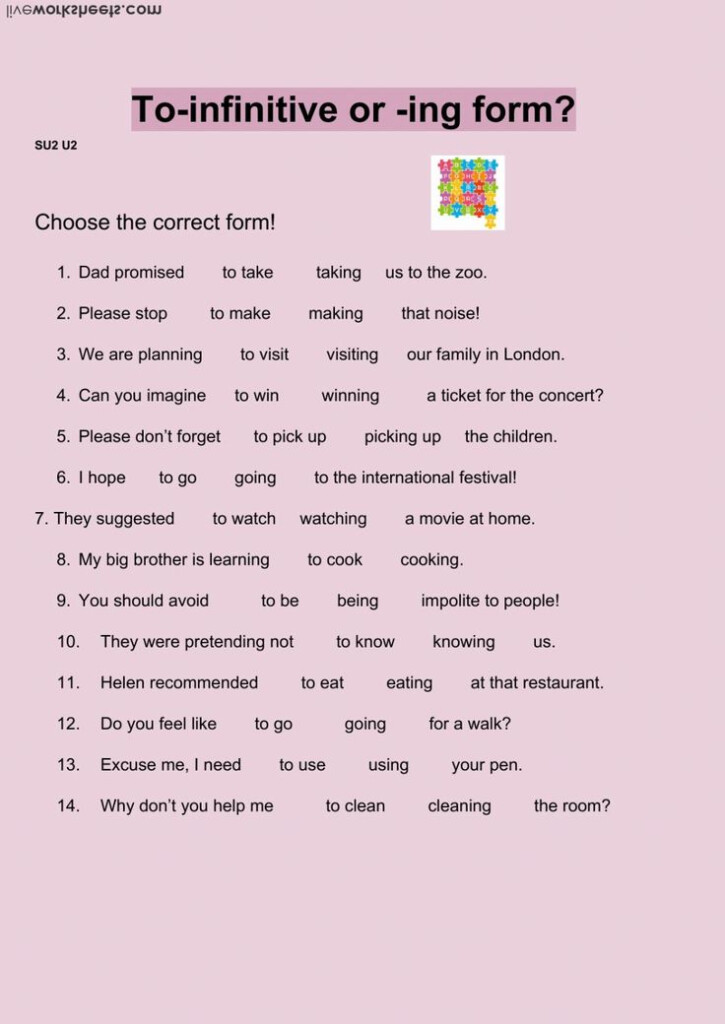 Gerund Or Infinitive Interactive And Downloadable Worksheet You Can Do 