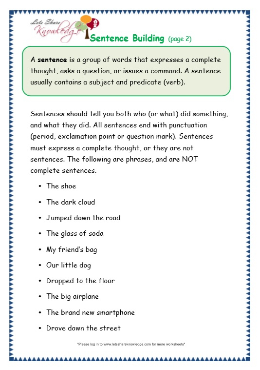 Grade 3 Grammar Topic 35 Sentence Building Worksheets Lets Share 