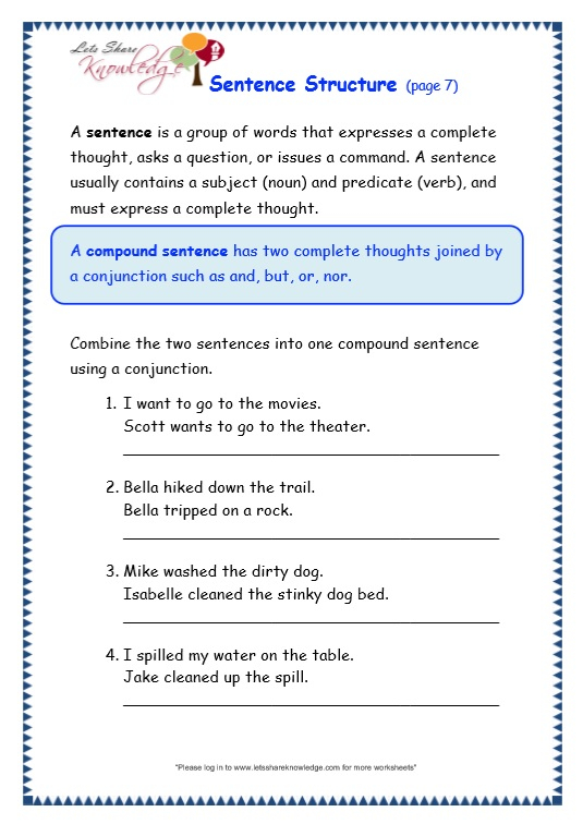 Grade 3 Grammar Topic 36 Sentence Structure Worksheets Lets Share 