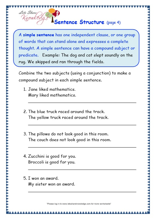 Grade 3 Grammar Topic 36 Sentence Structure Worksheets Lets Share 