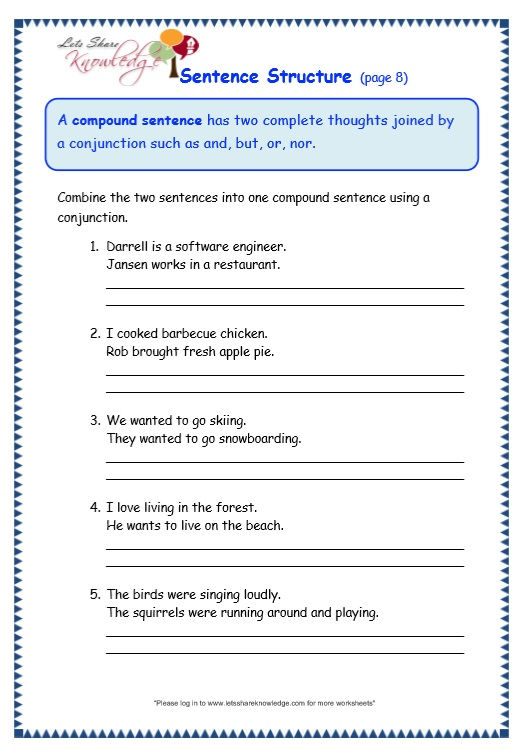 Grade 3 Grammar Topic 36 Sentence Structure Worksheets Lets Share 