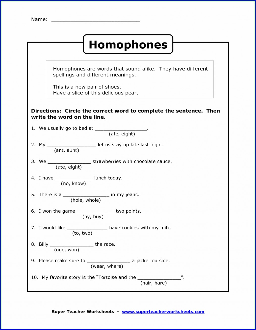 Grade 4 Homophones Sentences Worksheet Worksheet Resume Examples