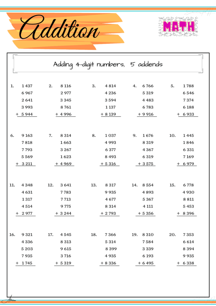 Grade 4 Math Worksheet Addition Part 3 Education PH