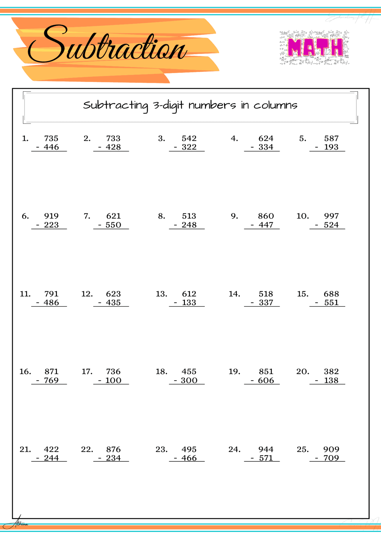 Grade 4 Math Worksheet Subtraction Part 5 Education PH