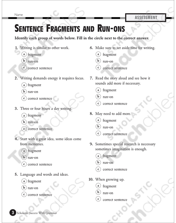 Grammar Worksheet Run On Sentences Example Worksheet Solving