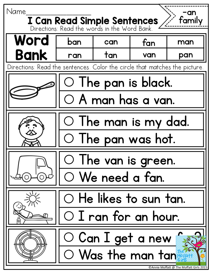 I Can Read Simple Sentences With CVC Word Families Read The Sentences 