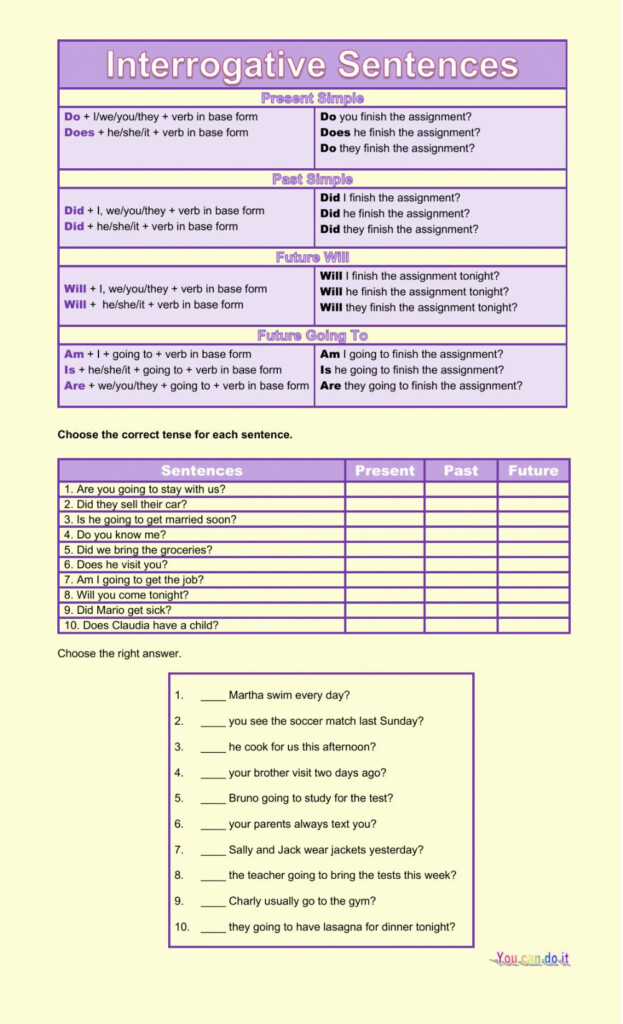 Interrogative Sentences Worksheet