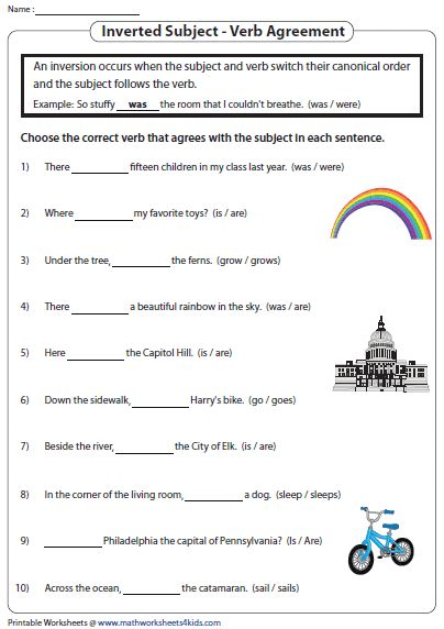 Inverted Subjects Verbs Subject Verb Agreement Verb Examples Verb