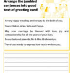 Jumbled Sentences Greeting Card Worksheet