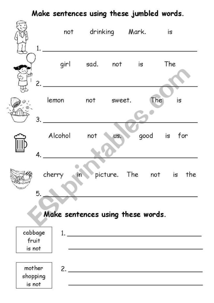 Jumbled Sentences Worksheet Simple Sentences Worksheet Jumbled Words 