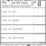 Kindergarten Cut And Paste Sentence Worksheets Shawn Woodard s