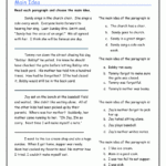 Main Idea In Three Sentences Main Idea Worksheet Reading