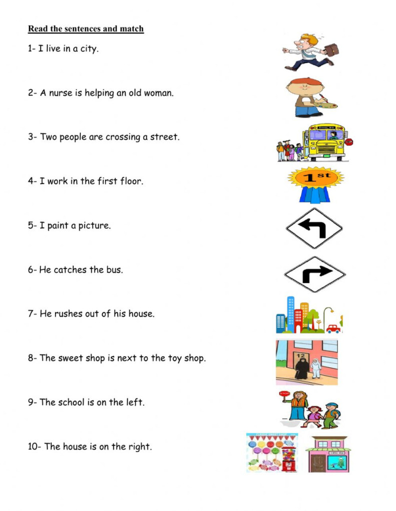 Match Sentences With Pictures Worksheet