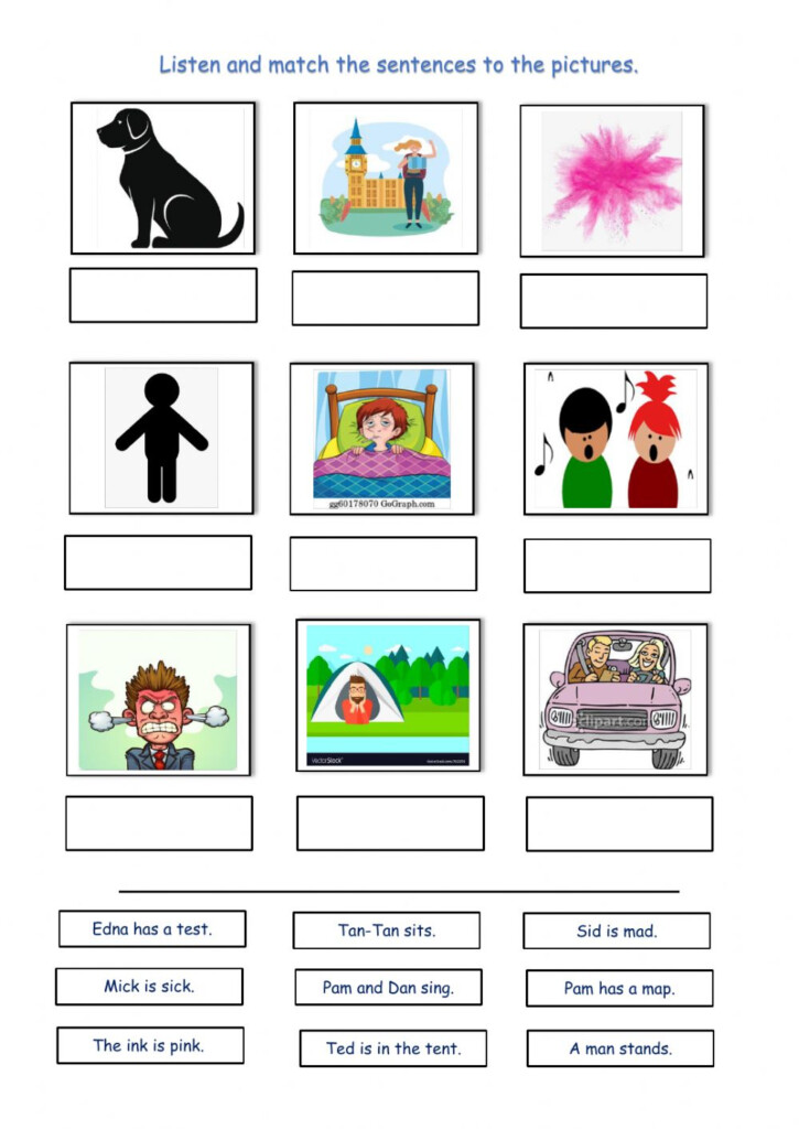 Match The Sentences To The Pictures Interactive Worksheet